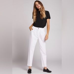 NWT Current / Elliott The Arroyo Ultra High Mom Jean Pleated White